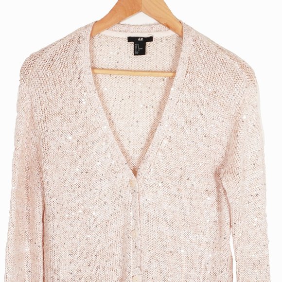 ⭐️ H&M Golden Sequin knit long sleeves cardigan sweater Size S - Picture 2 of 7